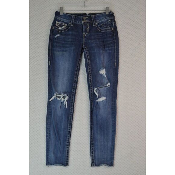 Vigoss Women's 29 The Chelsea Skinny Dark Wash Low Rise Ankle Jeans - Picture 1 of 16